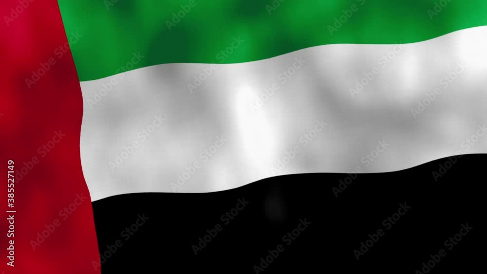 Emiral Flag waving in the wind.Abstract seamless slow motion close up computer animation.United Arab Emirates,Abu Dhabi. Emiral Flag waving in the wind.Abstract seamless slow motion close up computer animation.United Arab Emirates,Abu Dhabi.