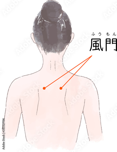 ツボ・経穴「風門」の手描き風イラスト
