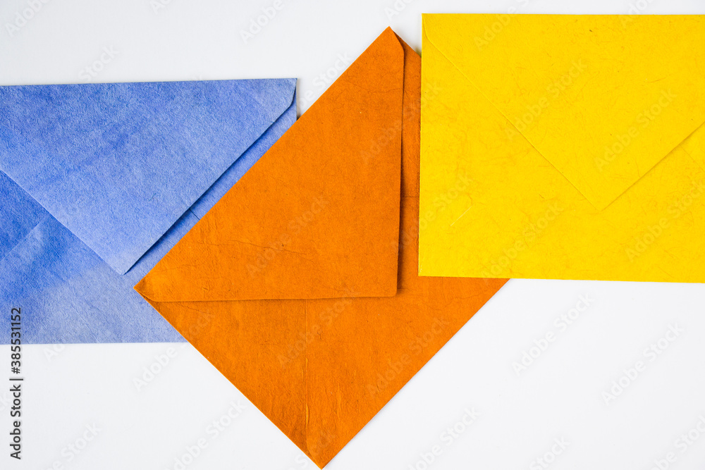 Colorful three envelope on the white background Colorful three envelope on the white background