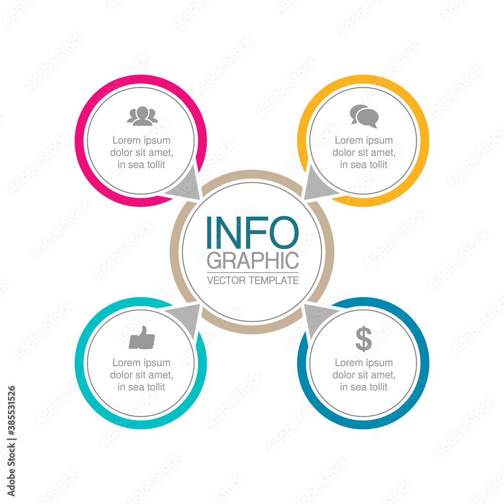 Vector infographic template, circle with 4 steps or options. Data presentation, business concept design for web, brochure, diagram. Vector infographic template, circle with 4 steps or options. Data presentation, business concept design for web, brochure, diagram.