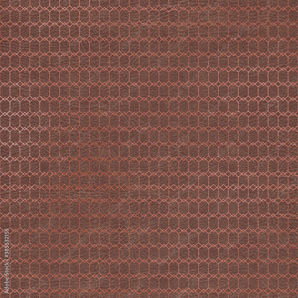 Fototapeta premium Metallic Copper Pattern on Leather Texture Background, Digital Paper