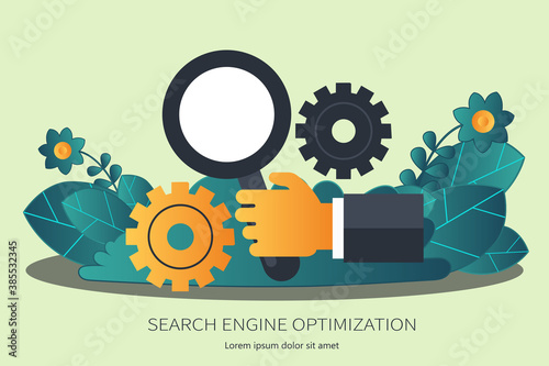 Website SEO (search engine optimization) analysis and process flat vector concept