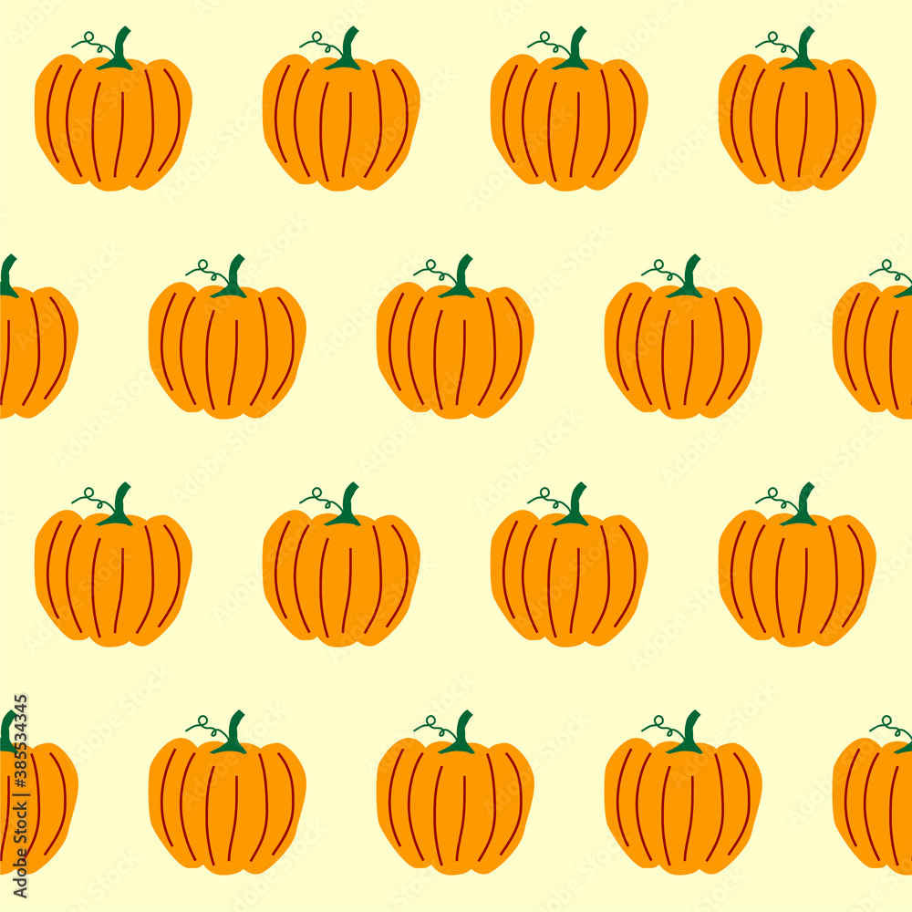 Pattern of orange juicy pumpkin with a tail