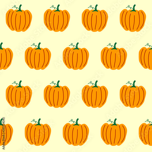 Pattern of orange juicy pumpkin with a tail