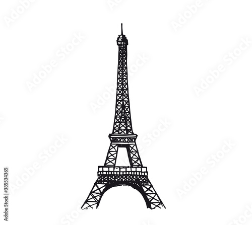 Eiffel tower in Paris. Hand drawn illustrations.
