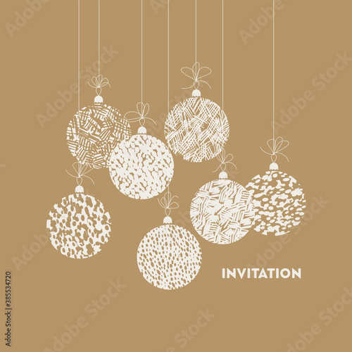 Craft monochrome hand drawn Christmas ornament