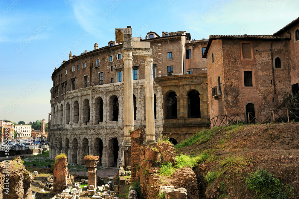 the theatre of Marcellus and the Portico of Octavia, Rome, Italy