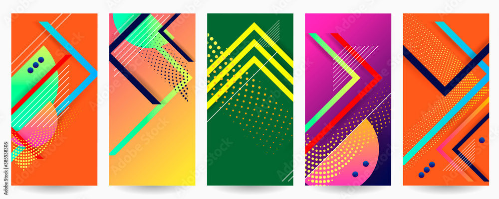 Set geometric colors fluid shapes eps 10. Flowing and liquid abstract gradient background for banner, poster or book. Vector design