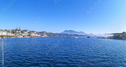 ultra wide panorama of Luzern and the Lake of Lucerne