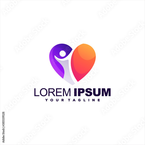 heart people gradient logo design