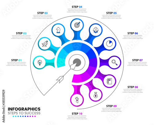 Infographic design template. Creative concept with 10 steps