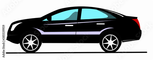 An illustration of black Coloured car. An icon of a car. © Parbat