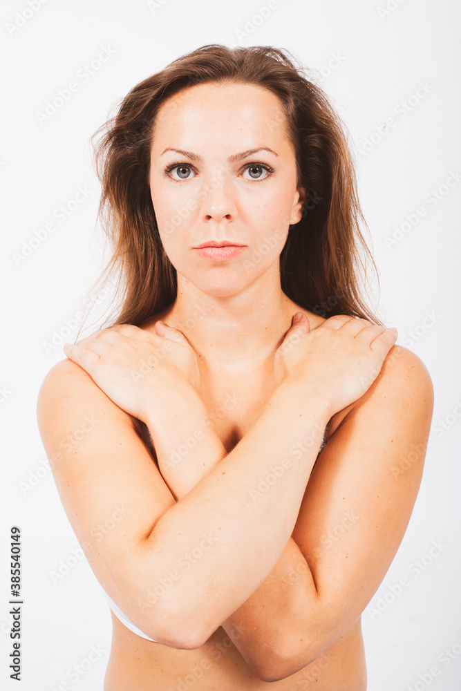 blond woman in studio with natural untouched look blond woman in studio with natural untouched look