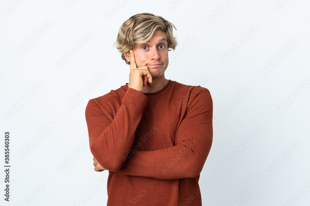 English man over isolated white background thinking an idea English man over isolated white background thinking an idea