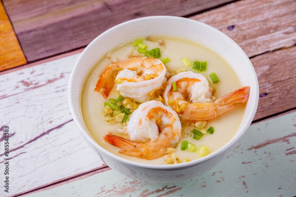 Steamed eggs with shrimp Steamed eggs with shrimp