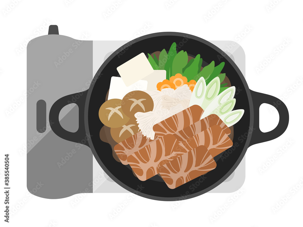 すき焼き鍋料理のイラスト Stock Vector Adobe Stock