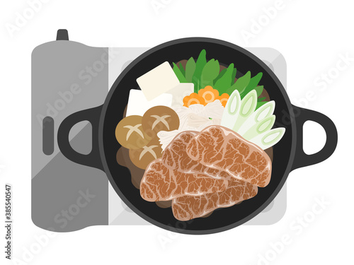 すき焼き鍋料理のイラスト
