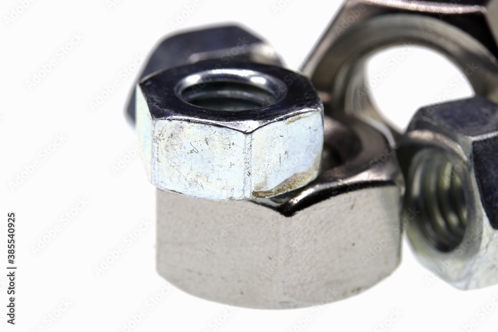close-up nuts and bolts detail on background