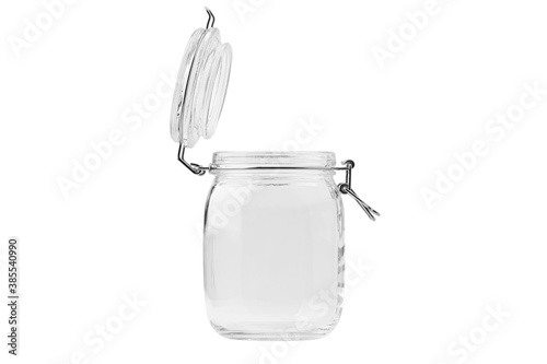 Fotografia Empty Glass jar with cap isolated on a white background