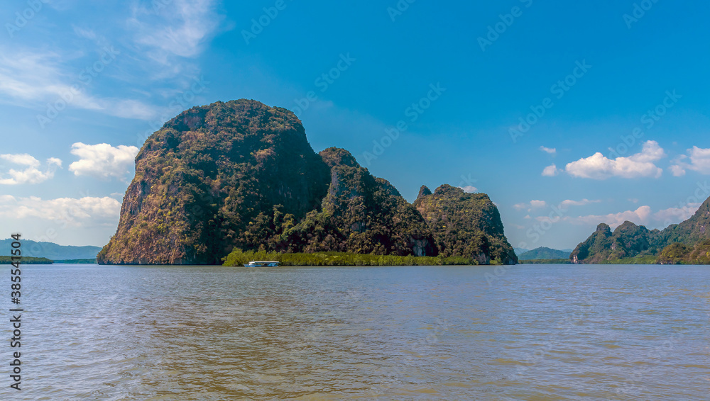 A view of an island in Phang Nga Bay, Thailand from the island of Ko Panyi