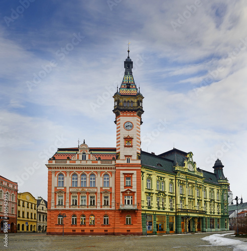 The main square with the Town Hall. Krnov is an Upper Silesian town in the northeastern Czech Republic in the Moravian-Silesian Region photo