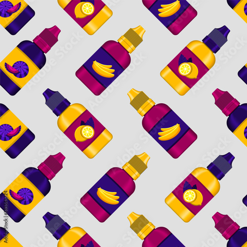 Pattern of e-liquid for vaping. Flavored e liquid for electronic cigarette. realistic vector illustration.