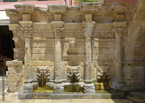 The Rimondi Fountain of Rethymno. The fountain was built by the Venetians in the 16th century. Crete, Greece photo