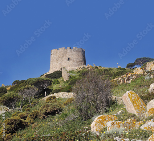 Medieval aragon tower of Santa Teresa di Gallura in Sardinia, Italy photo