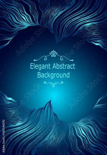 Template background with  abstract line art pattern in blue for visited  card or Post Card or for package of cosmetic or  perfume  or for label of hygiene products for other things