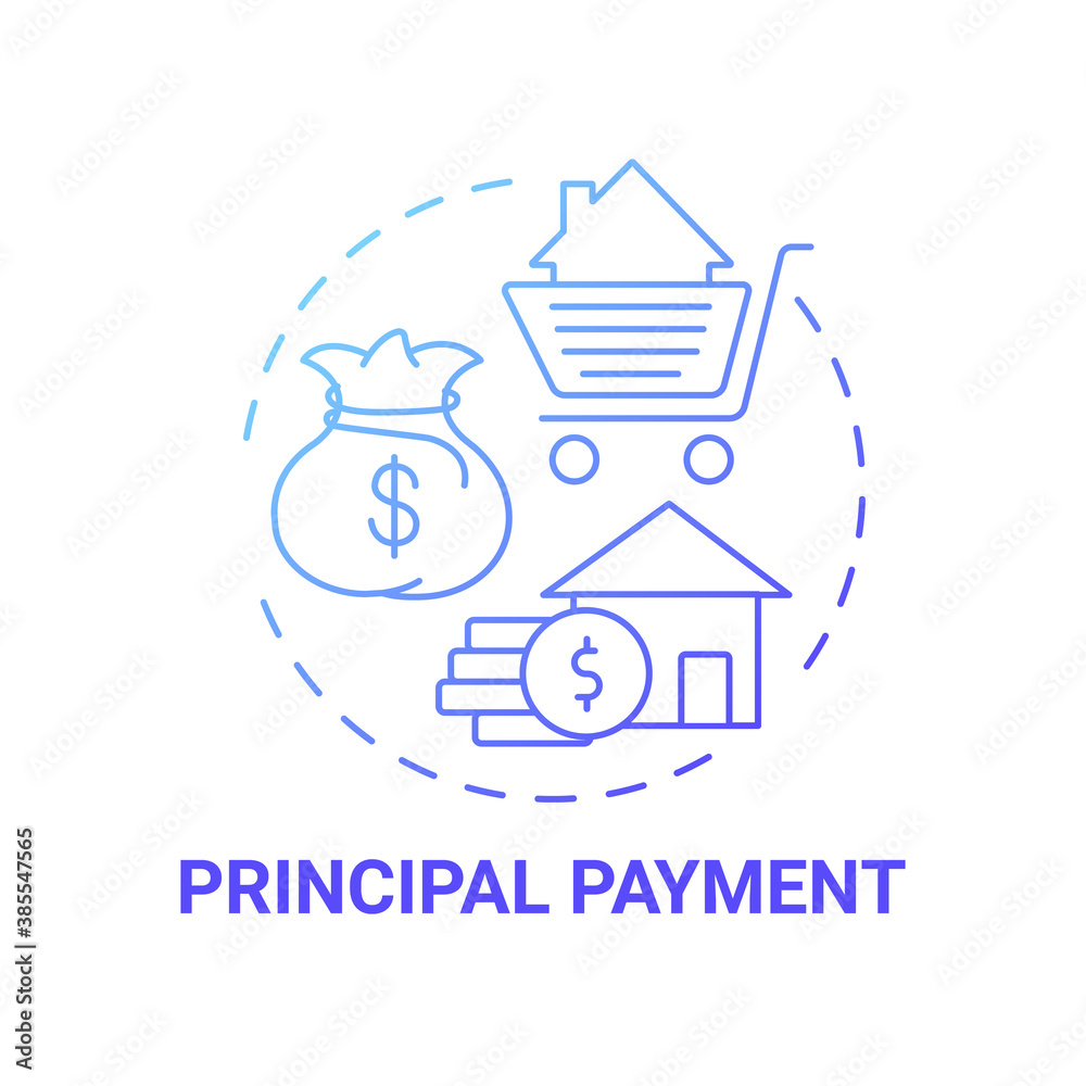 Principal payment concept icon. Mortgage payment element idea thin line illustration. Loan repayment. Reducing debt owed. Loans with lower interest rates. Vector isolated outline RGB color drawing