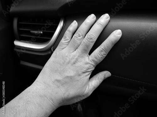 Black and white image of an Asian male hand