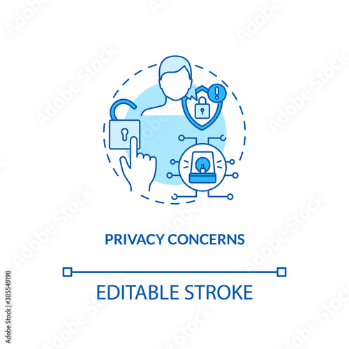 Privacy concerns concept icon. Telemedicine challenges. Patient secret information. Futuristic health treatment idea thin line illustration. Vector isolated outline RGB color drawing. Editable stroke