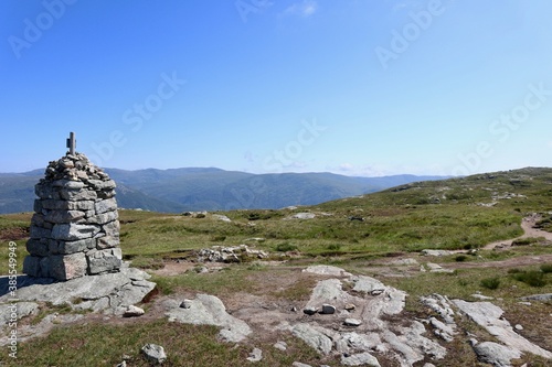 landscape with sky and stacked rocks