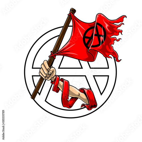 hand raise the flag
