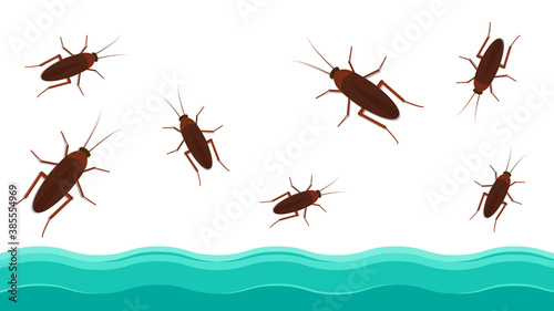 Cockroach cartoon vector. free space for text. wallpaper. Flood.