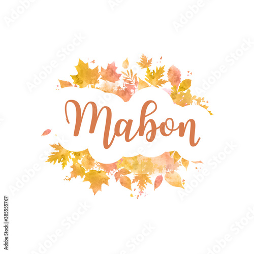 Mabon watercolor autumn greeting card. vector illustration