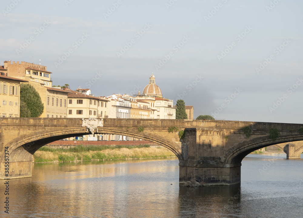 Structures along the Arno River in Florence, Tuscany, Italy