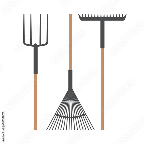 Gardening rake set design, garden planting and nature theme Vector illustration