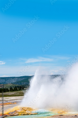 Yellowstone National Park, was the first national park in the world,known for its wildlife and its many geothermal features. The Yellowstone Caldera is the largest supervolcano on the continent.