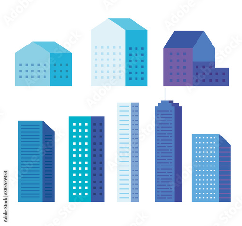 City buildings set design, architecture and urban theme Vector illustration