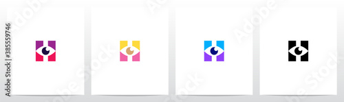 Eyes On Letter Logo Design H