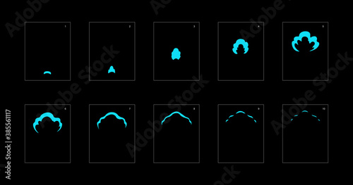 Smoke effect. blue smoke animation sprite sheet. classic smoke effect animation for game or cartoon or animation. vector style animation effect 1872.