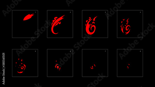 Smoke effect. fire smoke animation sprite sheet. classic fire smoke effect animation for game or cartoon or animation. vector style fire animation effect 1880.
