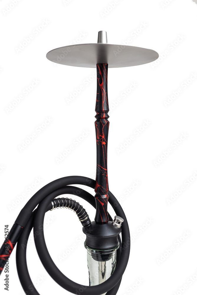Naklejka premium Beautiful dark hookah on white background close up