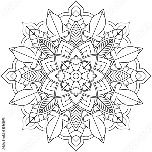 Easy Mandala coloring book simple and basic for beginners, seniors and children. Set of Mehndi flower pattern for Henna drawing and tattoo. Decoration in ethnic oriental, Indian style.
