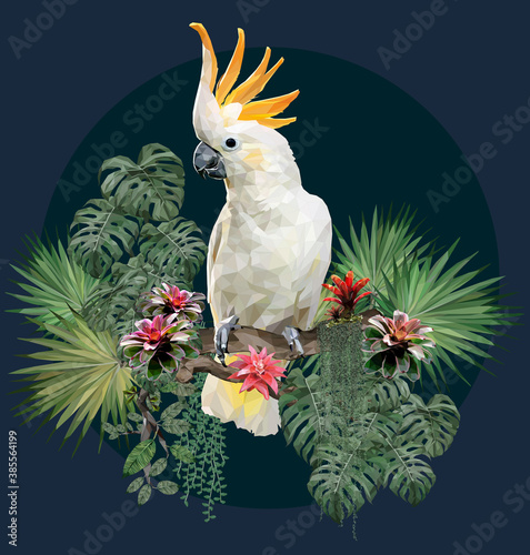 Polygonal Illustration  Cockatoo bird.
