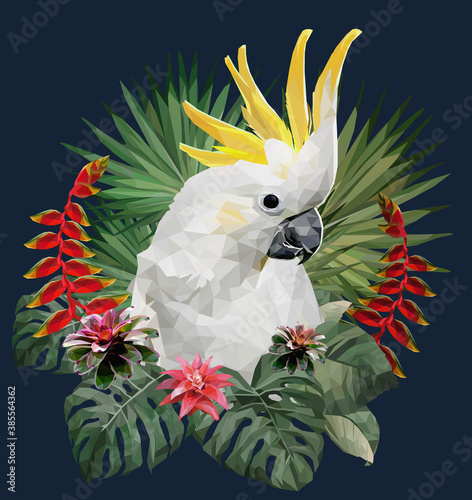 Polygonal Illustration  Cockatoo bird.