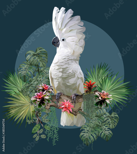 Polygonal Illustration of Umbralla Cockatoo.