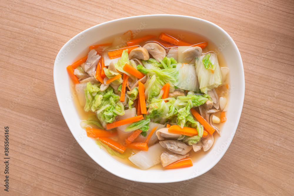 healthy food stir fried Chinese Cabbage with carrot and mushroom healthy food stir fried Chinese Cabbage with carrot and mushroom