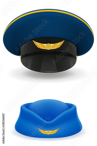 pilot and stewardess hat for passenger airlines vector illustration